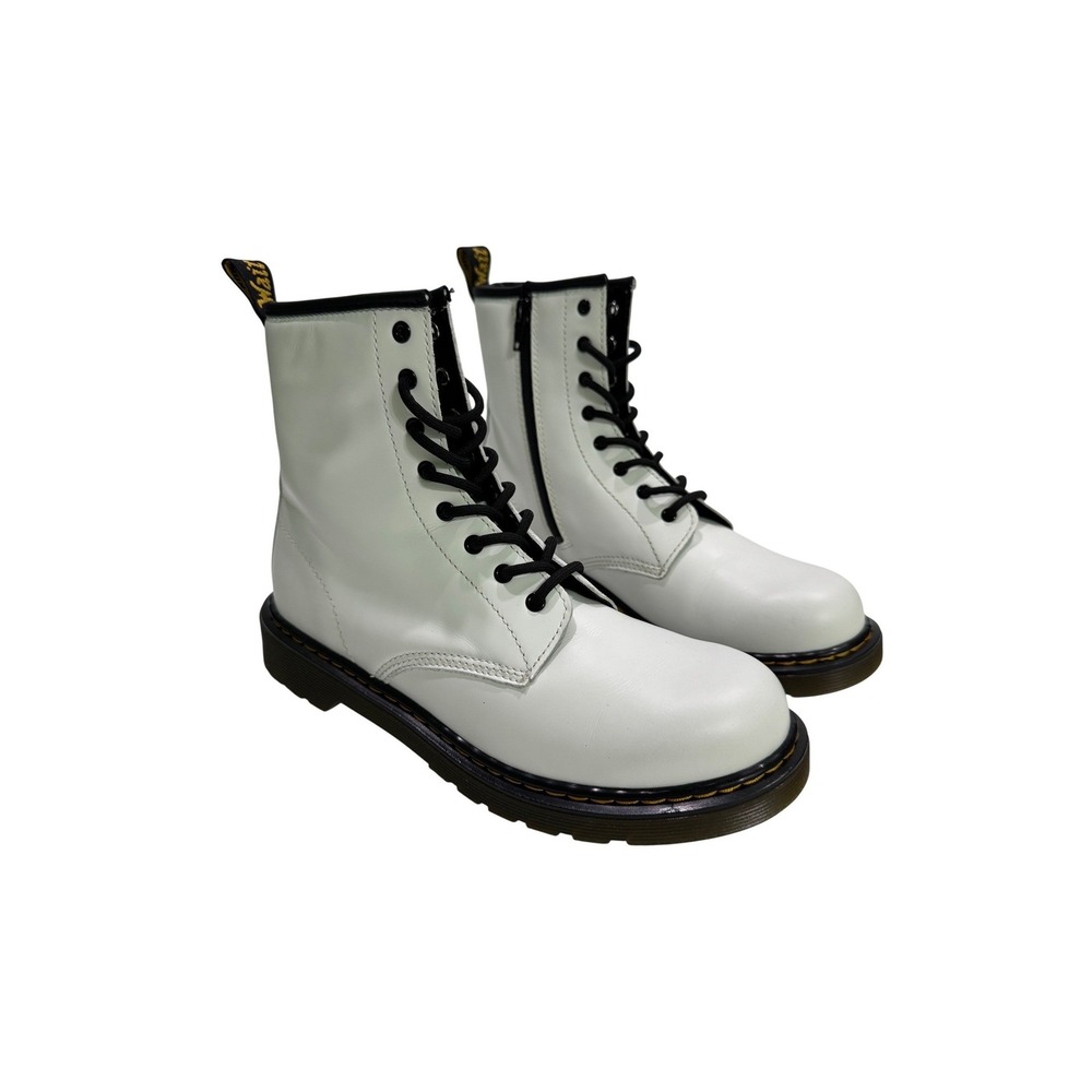 NEW Dr. Martens White Leather Side Zip Combat Boots 1460 Y | Women's 7 | Youth 6